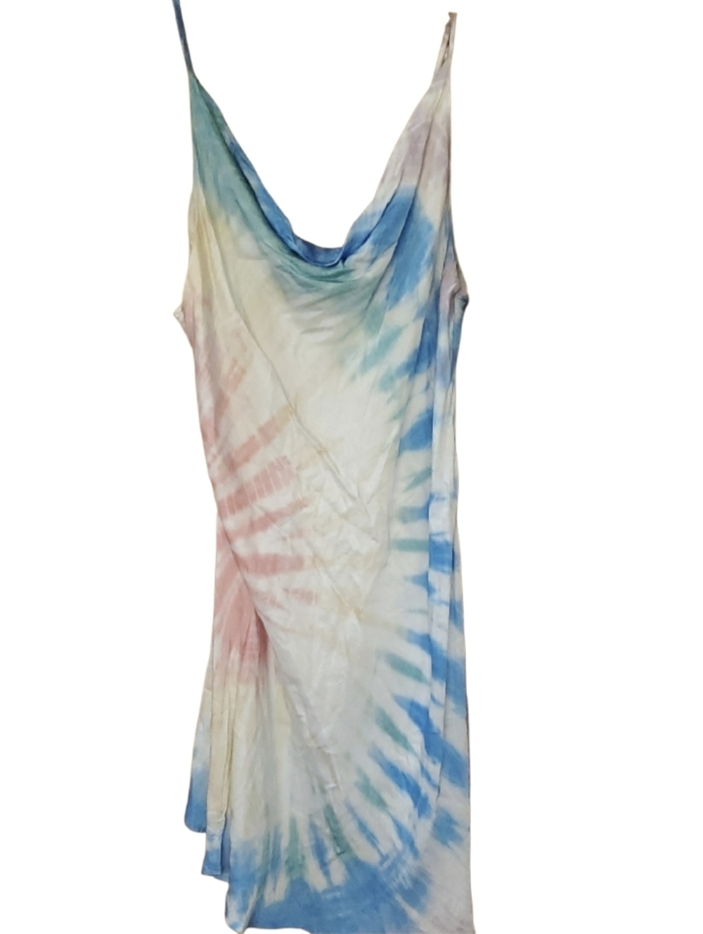 Surf Gypsy Pastel Tie-Dye Cowl Slip Dress in Blue, Pink & Cream